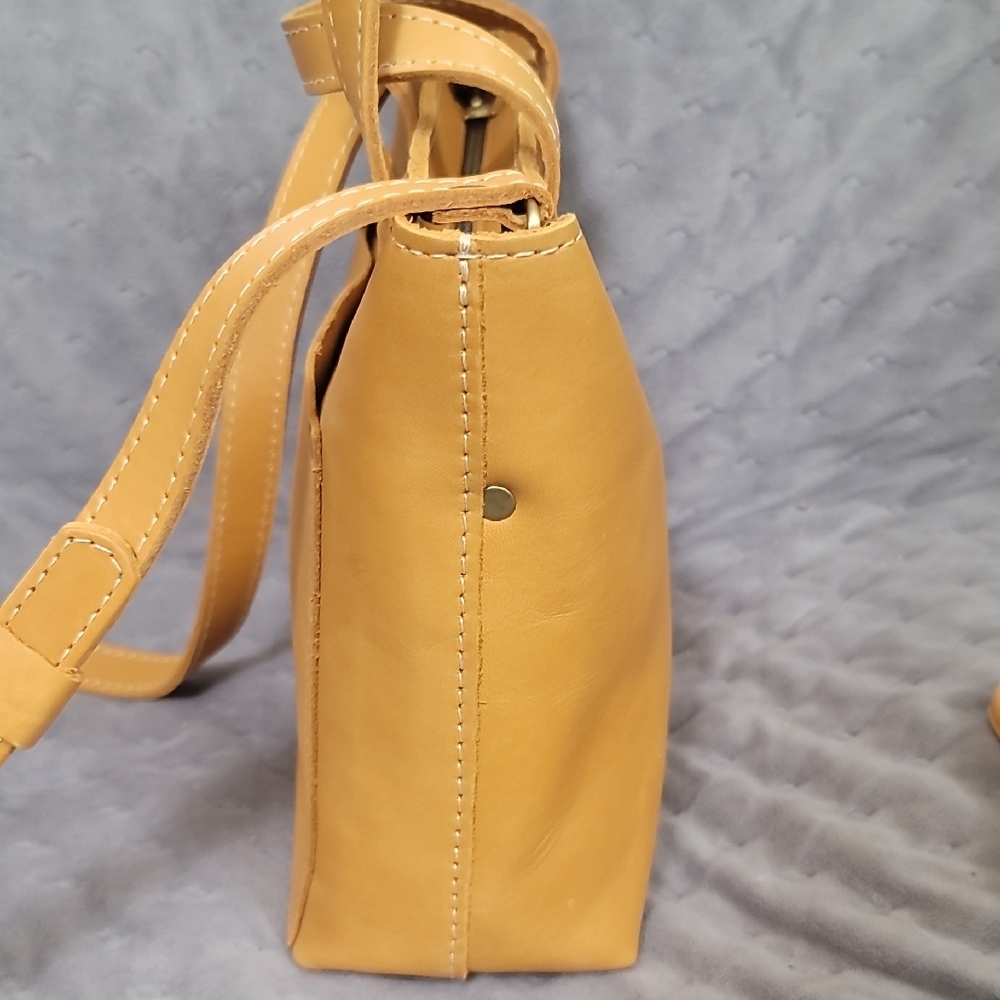 Portland Leather Goods Mini Cb Zip Tote In Sunflower - Picture 4 of 8